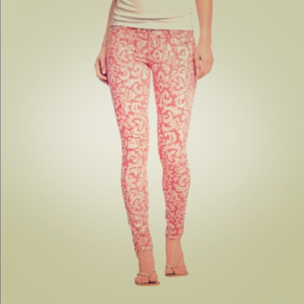 Old Navy Coral Print Skinny Jeans